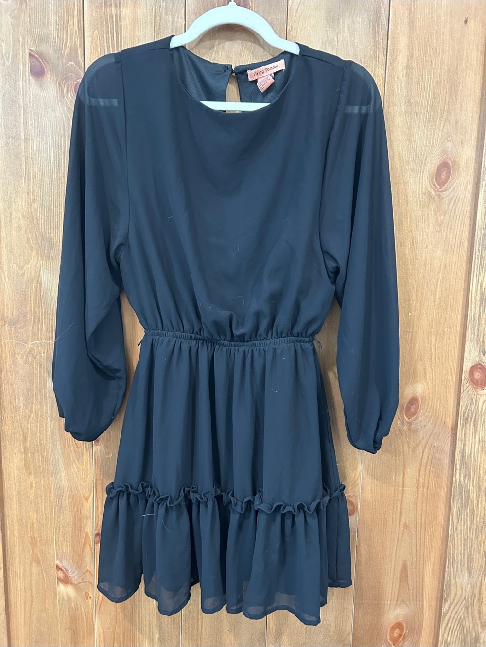 Black Long-Sleeve Ruffled Hem Dress women’s x-Small